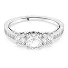 Attract Trilogy ring, Mixed round cuts, White, Rhodium plated