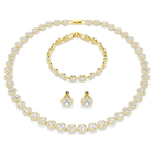 swarovski una angelic set  set  3   round cut  white  gold tone plated