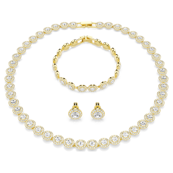 swarovski una angelic set  set  3   round cut  white  gold tone plated