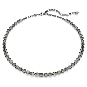 swarovski imber tennis necklace  round cut  gray  ruthenium plated