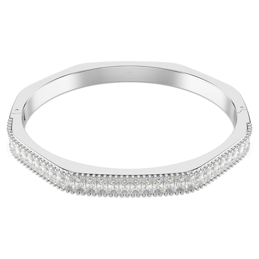 swarovski matrix bangle  baguette cut  white  rhodium plated
