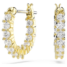 swarovski matrix vittore hoop earrings  round cut  white  gold tone plated