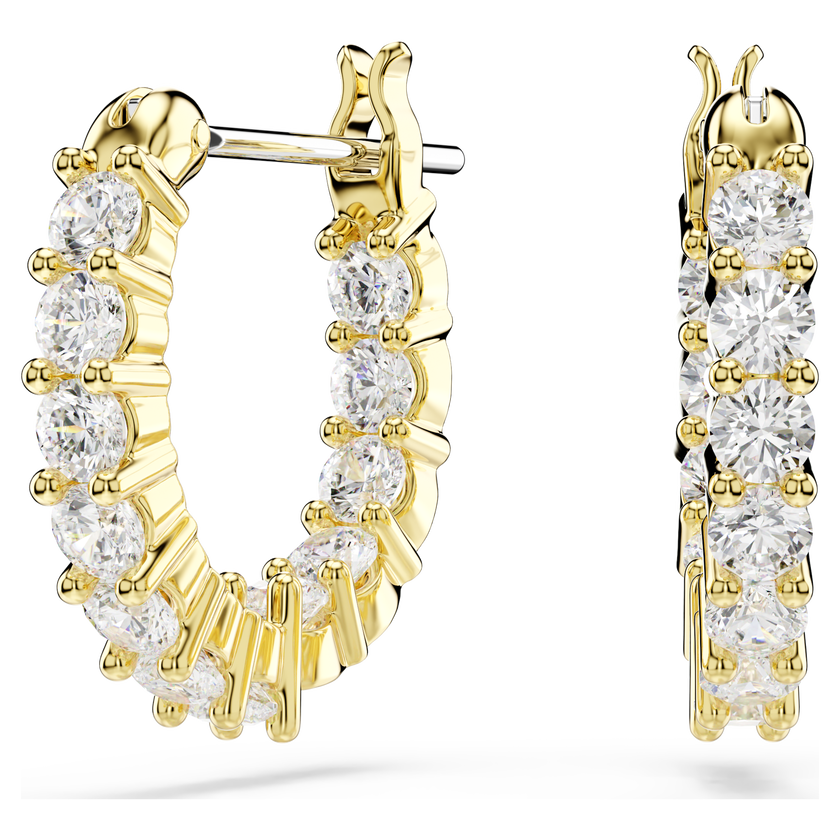 swarovski matrix vittore hoop earrings  round cut  white  18k gold finish