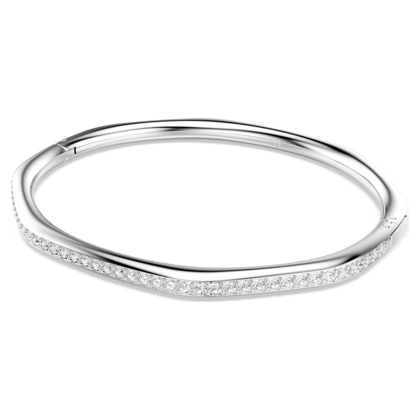 swarovski dextera bangle  octagon shape  round cut  white  rhodium plated