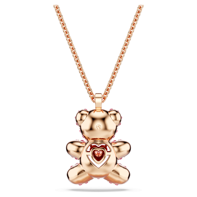 swarovski teddy pendant  bear  pink  rose gold tone plated