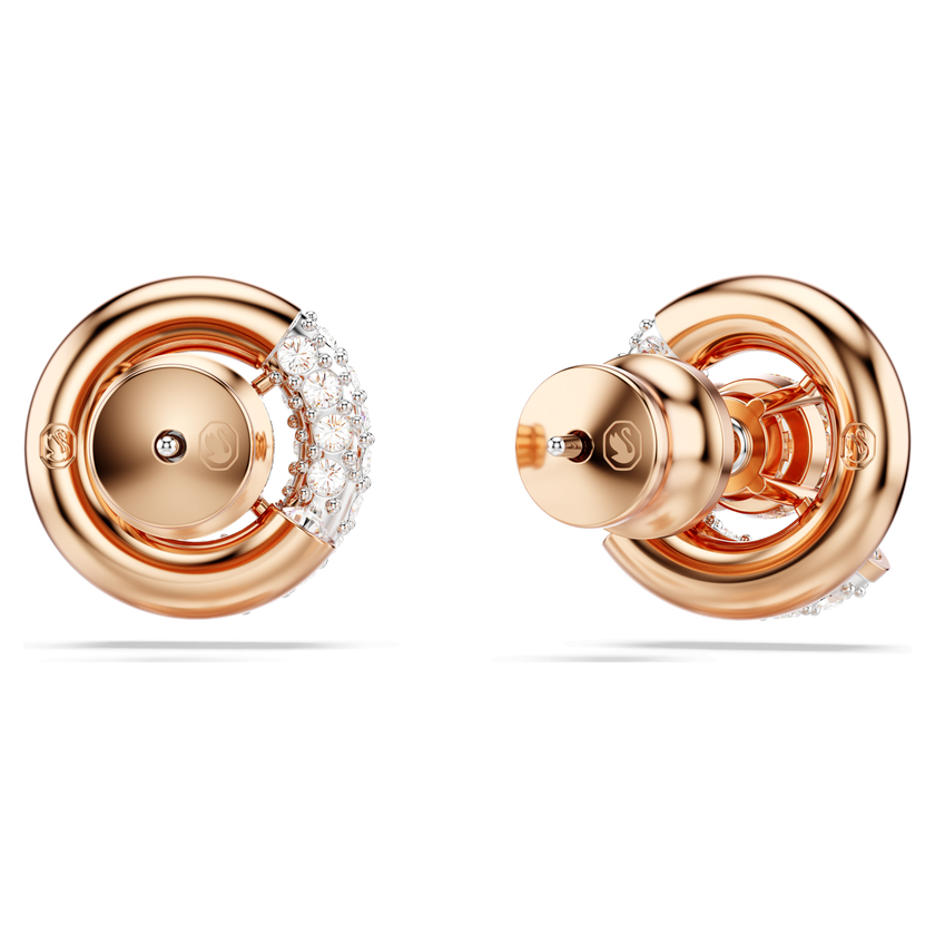 swarovski dextera stud earrings  round cut  white  rose gold tone plated