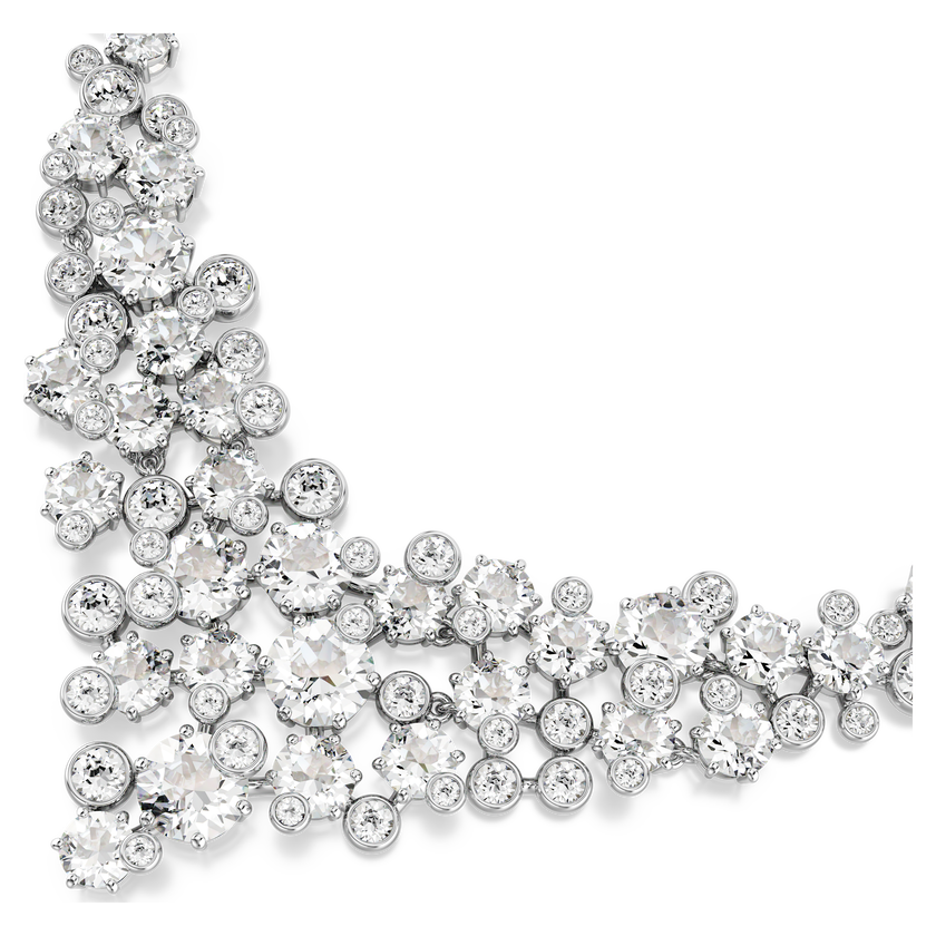 swarovski constella necklace  mixed cuts  clasp  white  rhodium plated