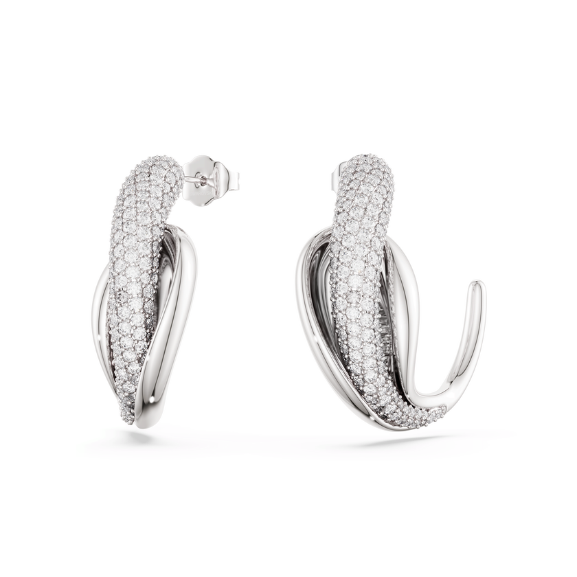 swarovski classica hoop earrings  statement  round cut  white  sterling silver