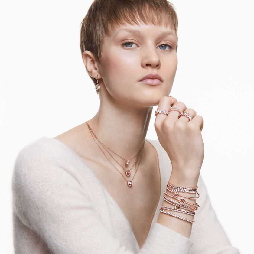 swarovski matrix tennis bracelet  round cut  white  18k rose gold finish
