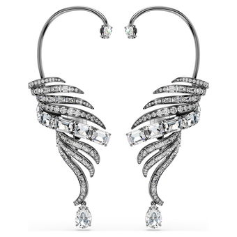 swarovski the vienna collection ear cuffs  feather  large  white  ruthenium plated