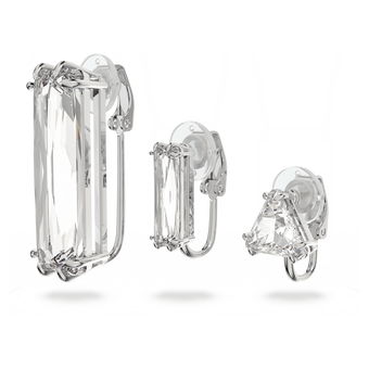 swarovski mesmera clip earring  single  baguette cut crystal  white  rhodium plated