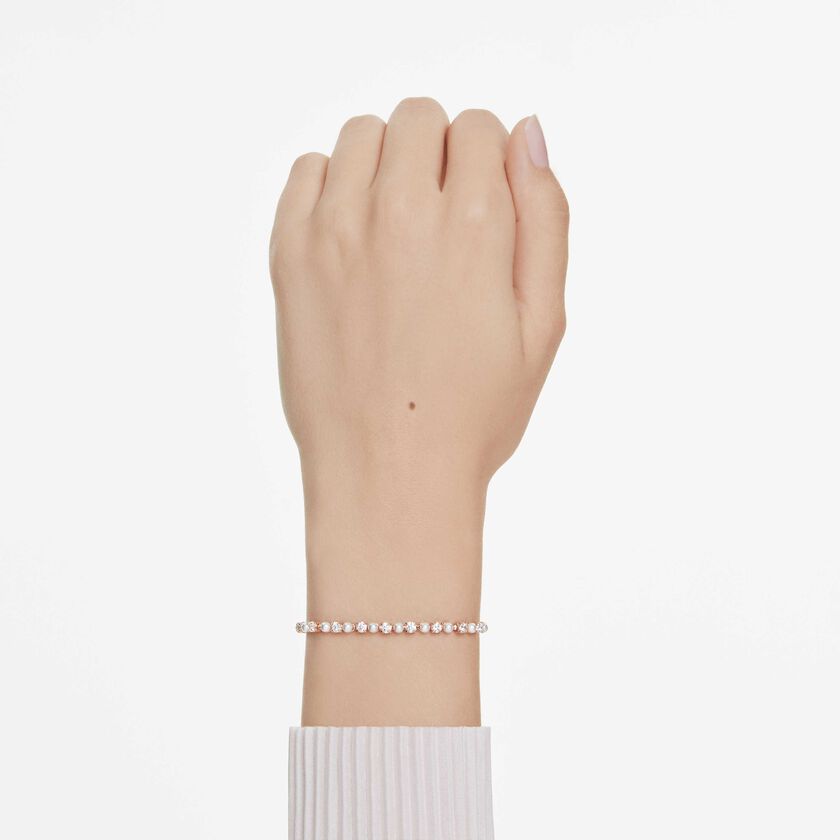 swarovski matrix bracelet  crystal pearl  round cuts  white  18k rose gold finish