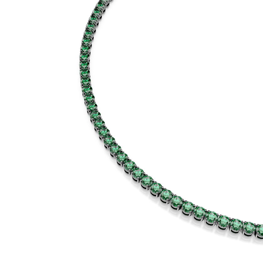 swarovski matrix tennis necklace  round cut  green  ruthenium plated