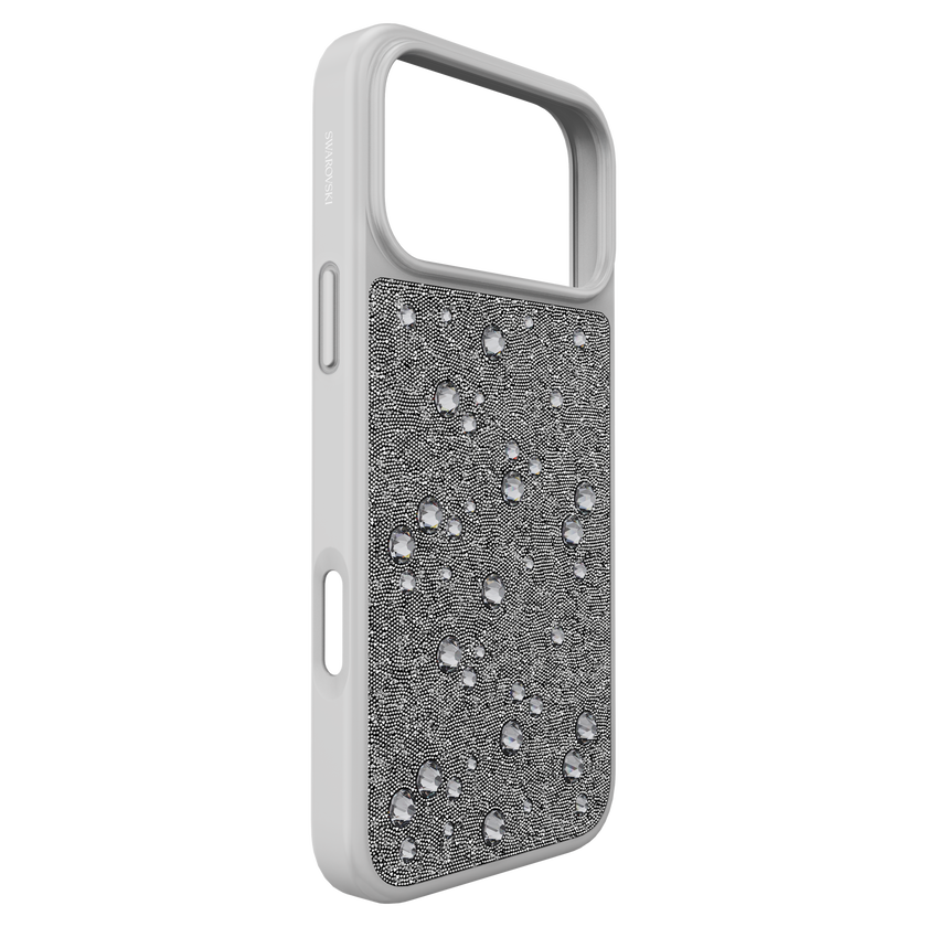 swarovski high smartphone case  flat back crystals  iphone  17 pro max  silver tone