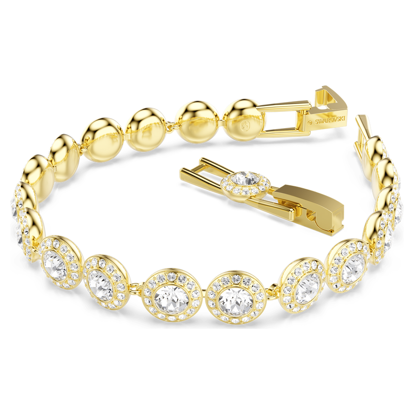 swarovski una angelic bracelet  round cut  pav   medium  white  18k gold finish