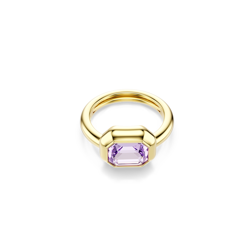 swarovski gema motif ring  set  3   multicolored  gold tone plated