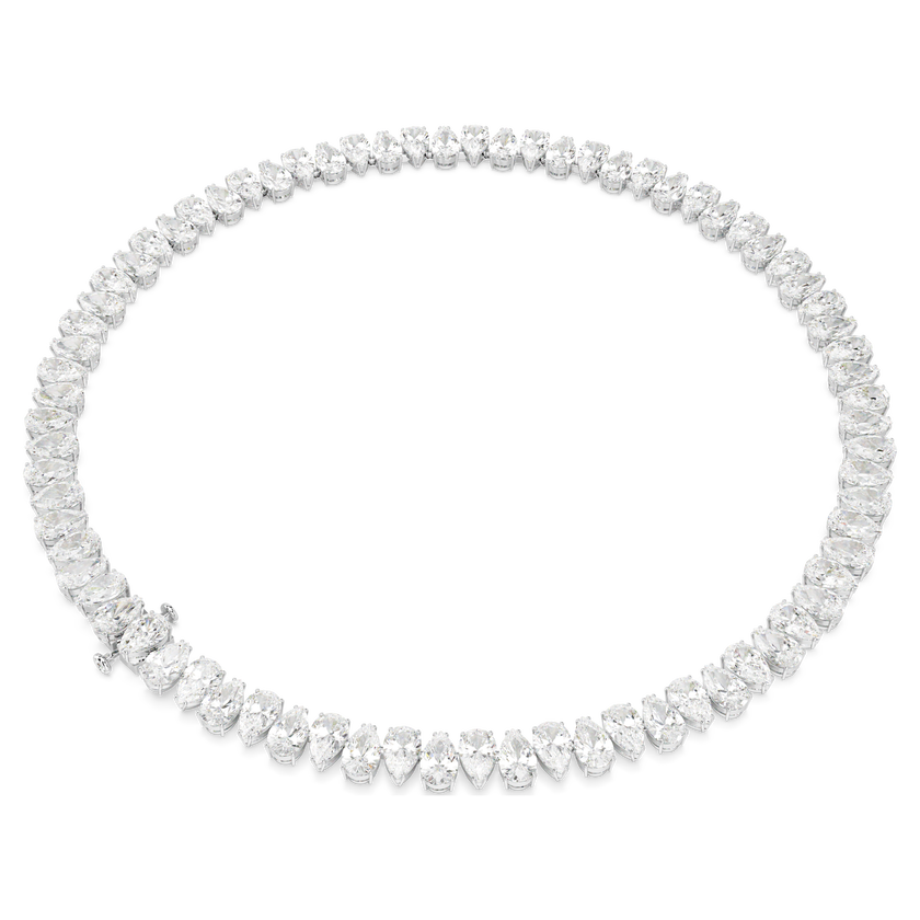 swarovski matrix tennis necklace  pear cut  white  rhodium plated
