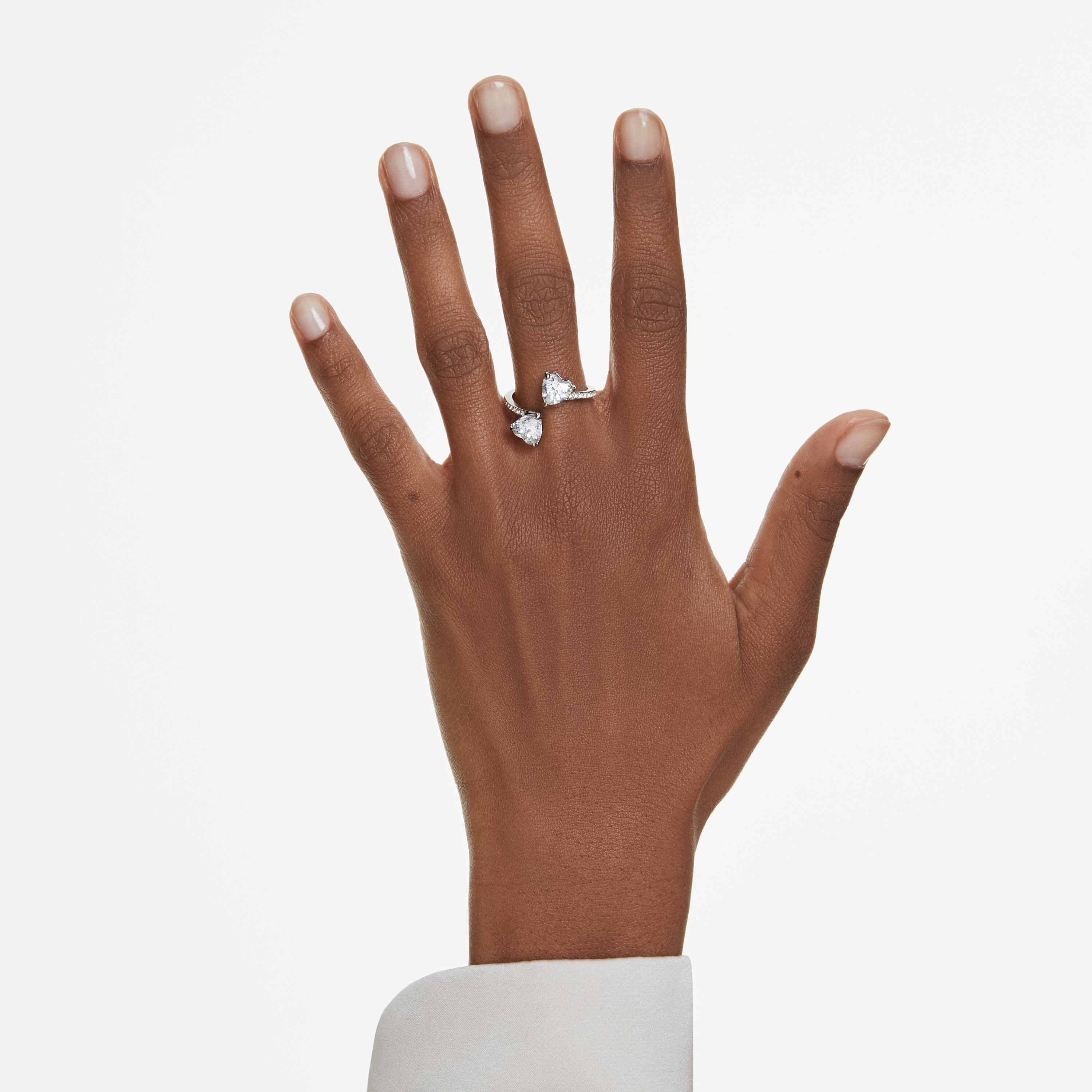 swarovski mesmera attract open ring  heart cut  pav   heart  white  silver tone finish