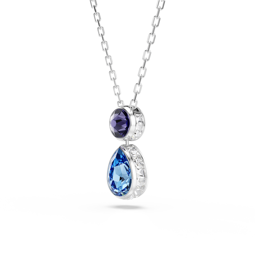 swarovski chroma pendant  mixed cuts  multicolored  rhodium plated