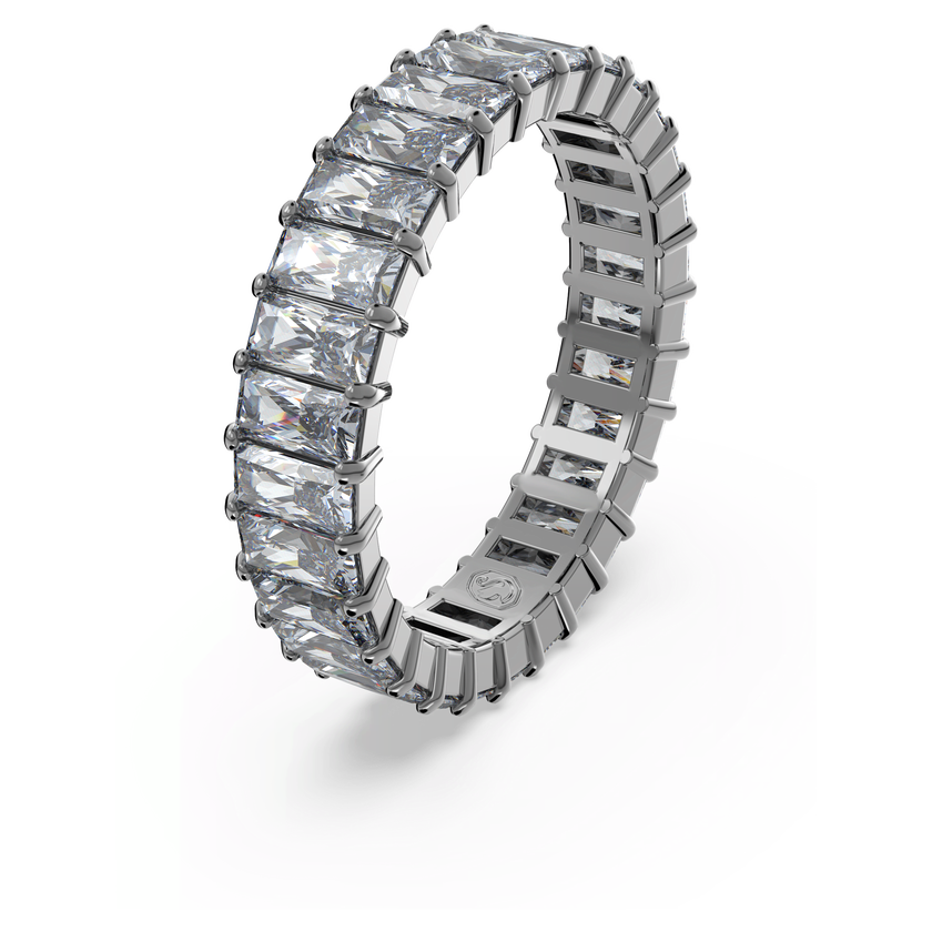 swarovski matrix ring  baguette cut  gray  ruthenium plated