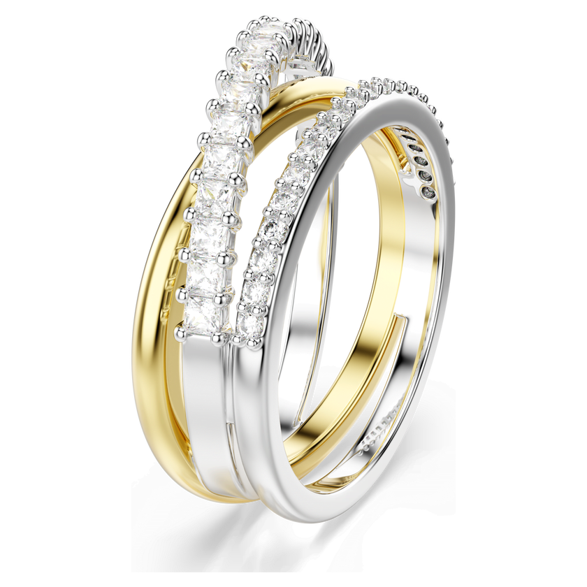 swarovski hyperbola ring  mixed cuts  white  mixed metal finish
