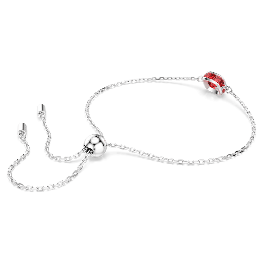 swarovski birthstone bracelet  square cut  july  red  rhodium plated