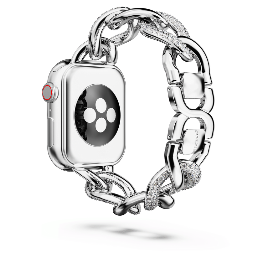 swarovski chain strap  for apple watch  40mm   41mm  silver tone  stainless steel