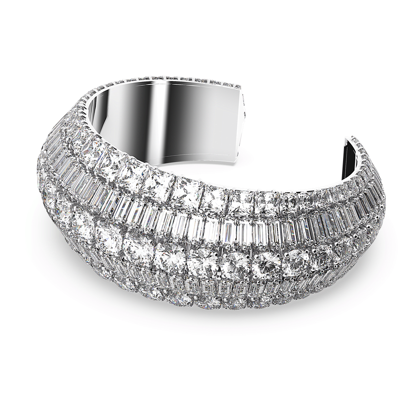 swarovski hyperbola cuff  large  white  rhodium plated