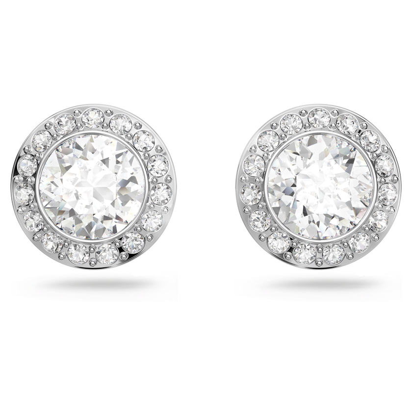 swarovski una angelic set  round cut  white  rhodium plated