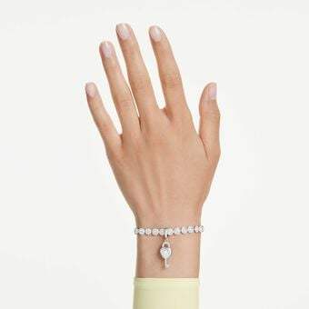 swarovski idyllia charm  mixed cuts  heart with key  white  rhodium plated