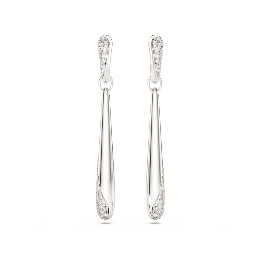 swarovski classica drop and hoop earrings  round cut  white  sterling silver