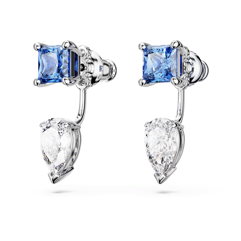 swarovski mesmera earring jackets  mixed cuts  detachable  blue  rhodium plated