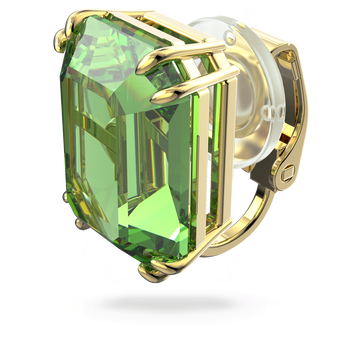 Millenia clip earring, Single, Green, Gold-tone plated swarovski millenia clip earring single green gold tone plated