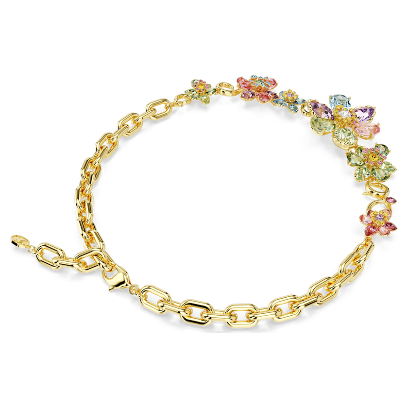 swarovski idyllia necklace  mixed cuts  flower  multicolored  gold tone plated