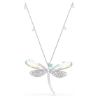 ariana grande x swarovski pendant and brooch  mixed cuts  dragonfly  green  rhodium plated