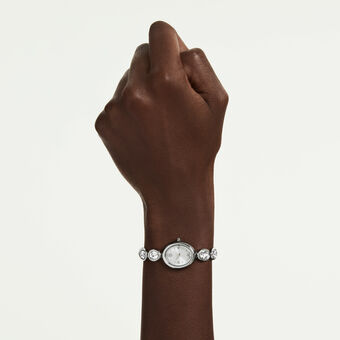 swarovski imber oval watch  swiss made  metal bracelet  silver tone  stainless steel