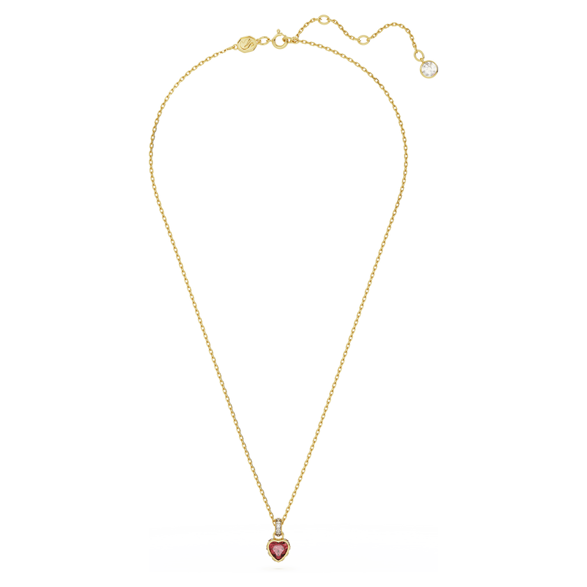 swarovski chroma pendant  heart  red  gold tone plated