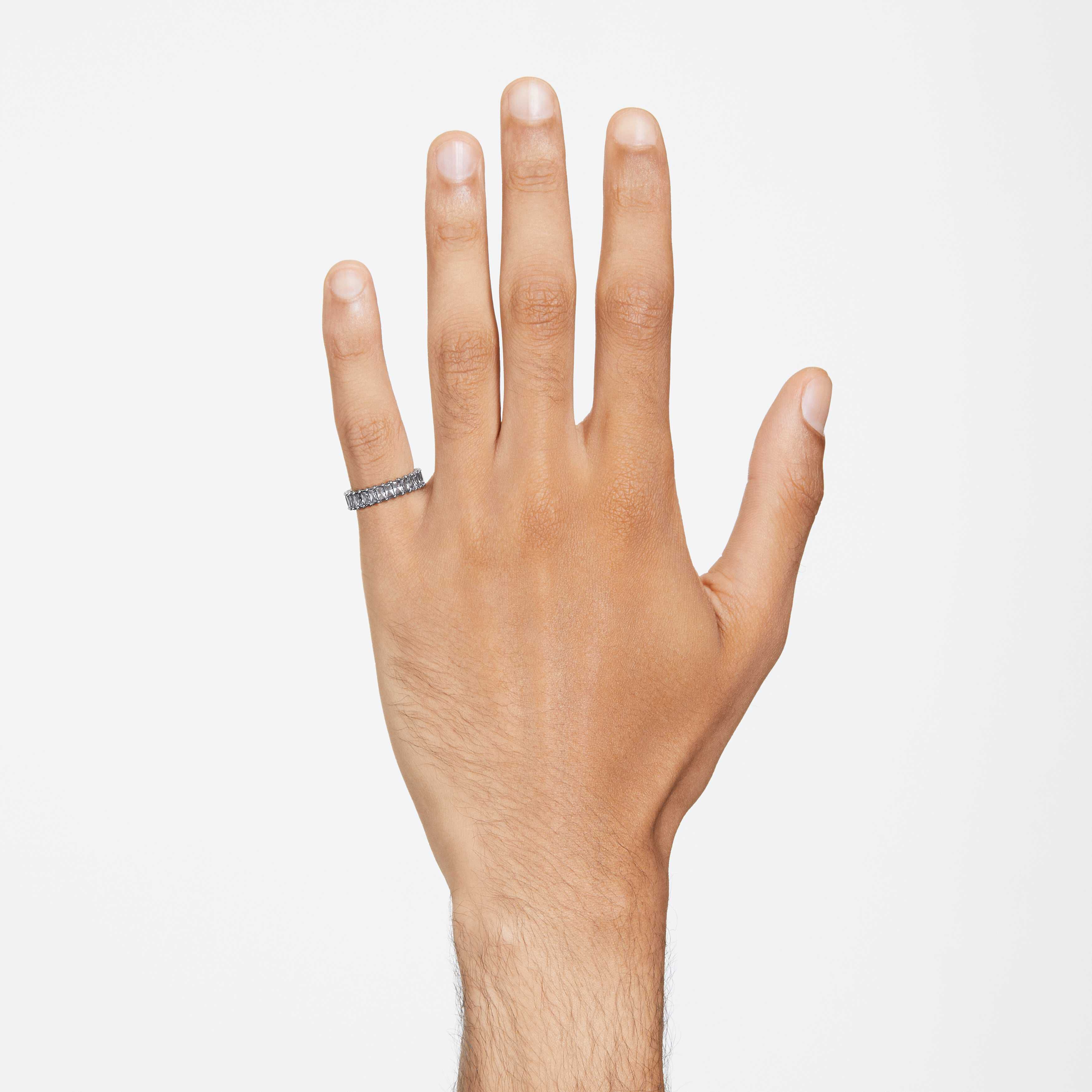 swarovski matrix ring  baguette cut  gray  ruthenium plated