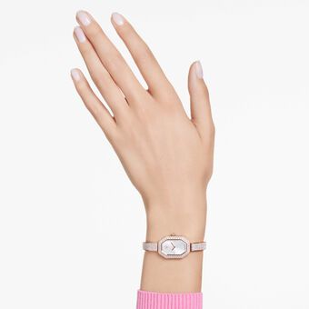 swarovski dextera bangle watch  swiss made  metal bracelet  gold tone  champagne gold tone finish
