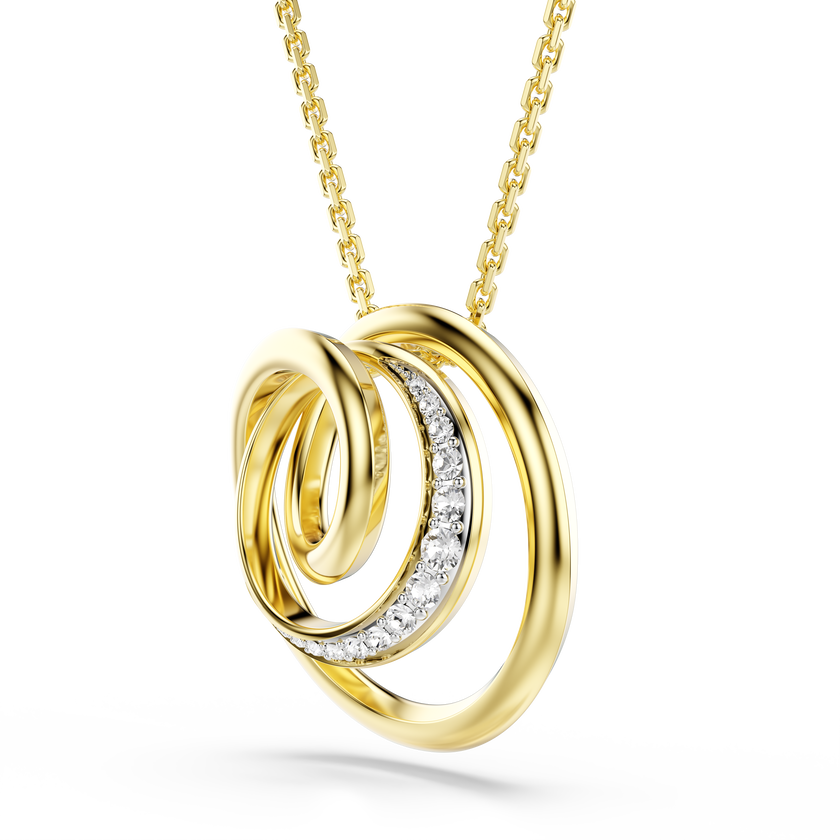 swarovski hyperbola necklace  round cut  white  gold tone plated