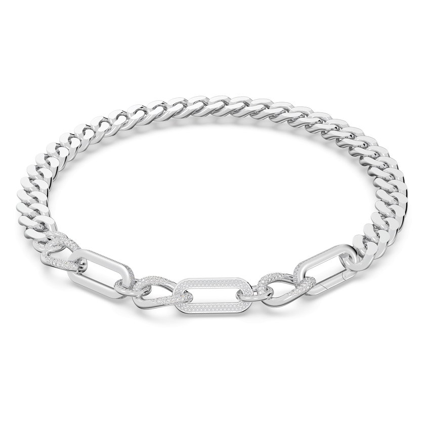 swarovski dextera necklace  pav   statement  mixed links  white  rhodium plated