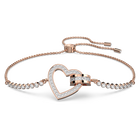 Lovely bracelet, Heart, White, Rose gold-tone plated