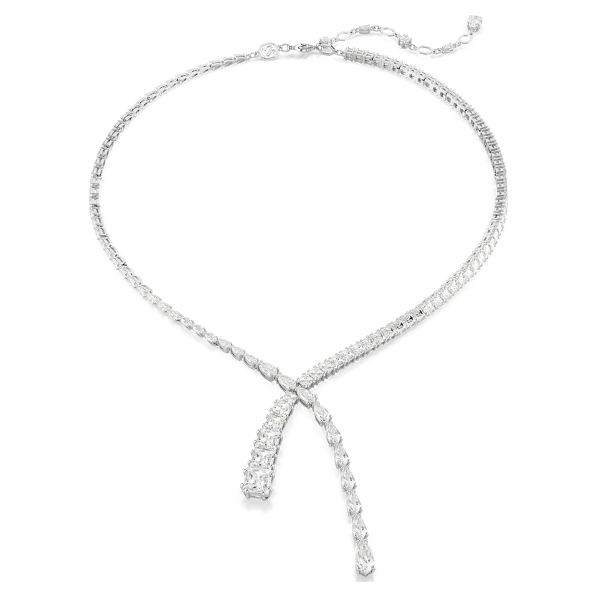 swarovski matrix y necklace  mixed cuts  white  rhodium plated