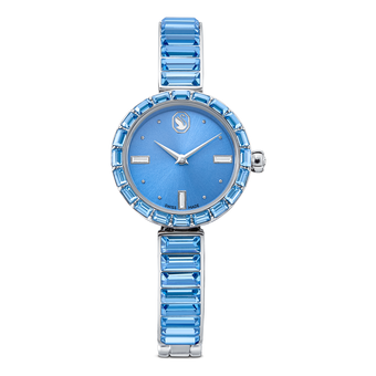 swarovski matrix bangle watch  swiss made  crystal bracelet  blue  stainless steel