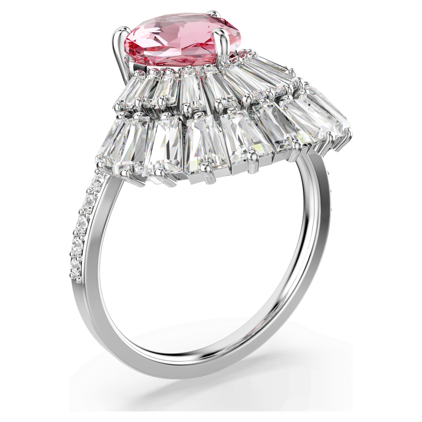 swarovski idyllia cocktail ring  mixed cuts  shell  pink  rhodium plated