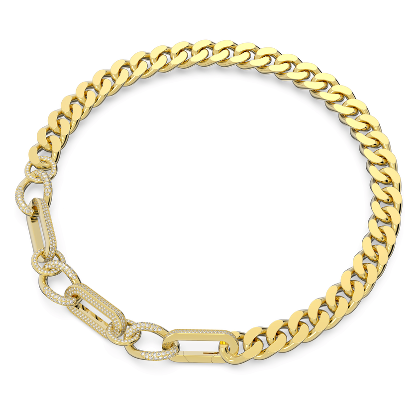 swarovski dextera necklace  pav   statement  mixed links  white  gold tone plated