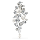 swarovski constella brooch  crystal pearl  round cut  white  rhodium plated