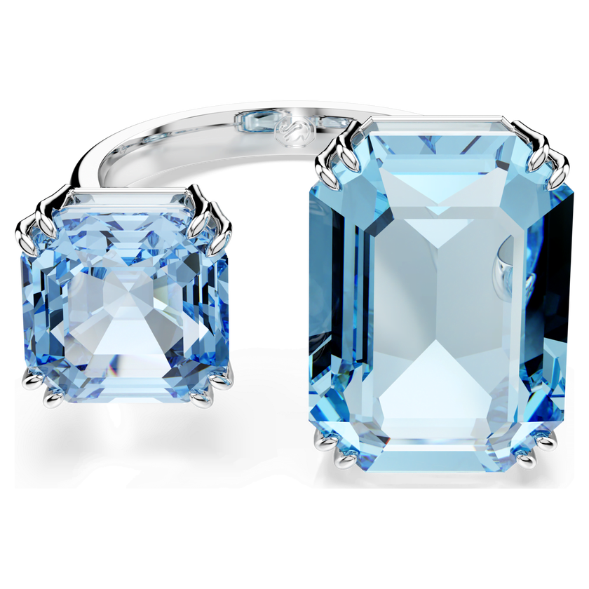 swarovski millenia open ring  octagon cut  blue  rhodium plated