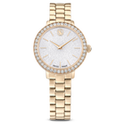 swarovski matrix 3 link watch  swiss made  metal bracelet  gold tone  champagne gold tone finish