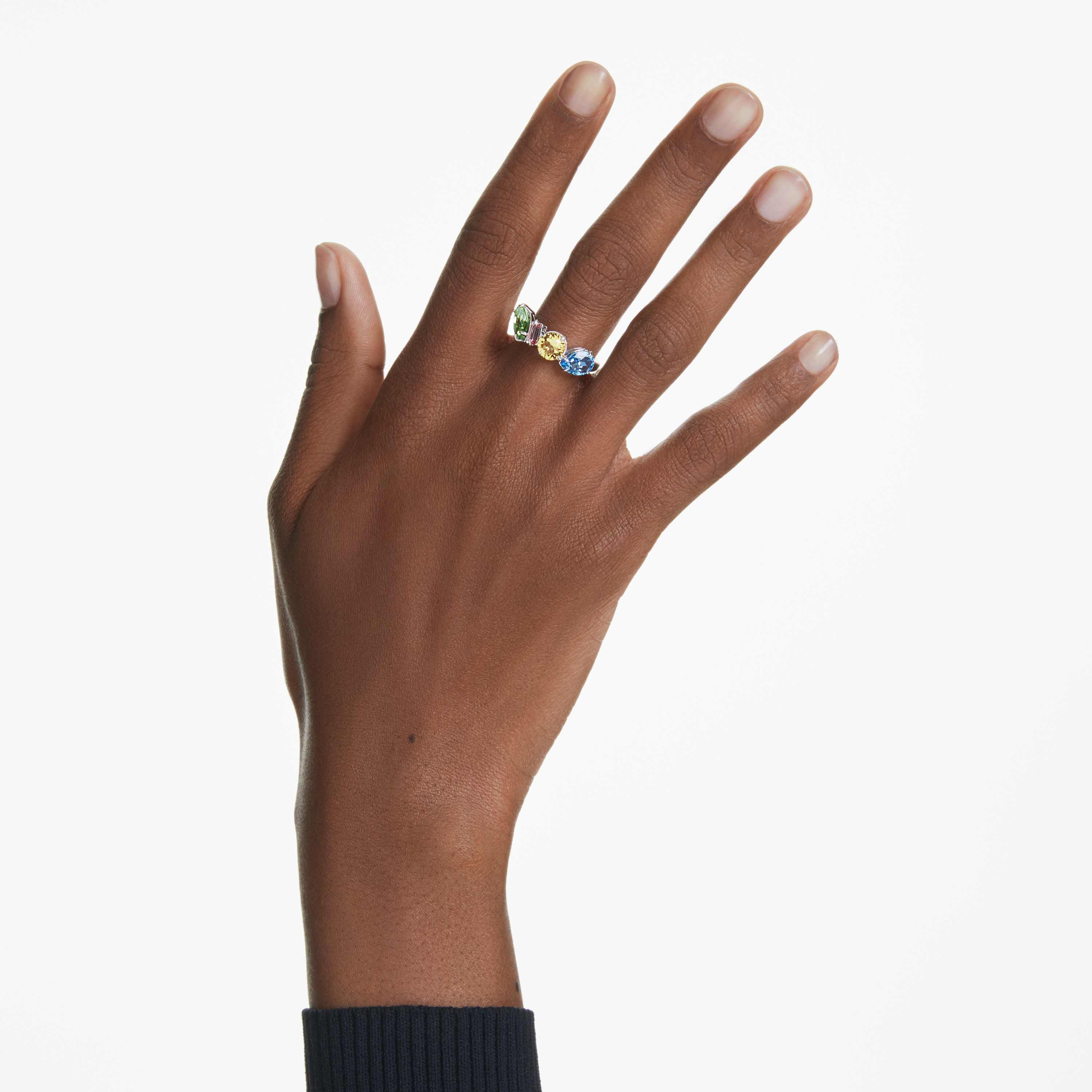 swarovski gema cocktail ring  mixed cuts  multicolored  rhodium plated